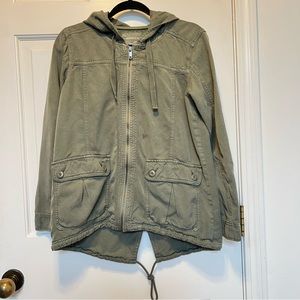 American Eagle AE Utility Army Jacket Hunter Green Olive Full Zip with Hood S